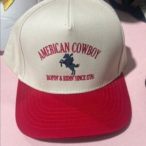 Two-Tone Red and Cream Baseball Cap - American Cowboy Hat- NWT